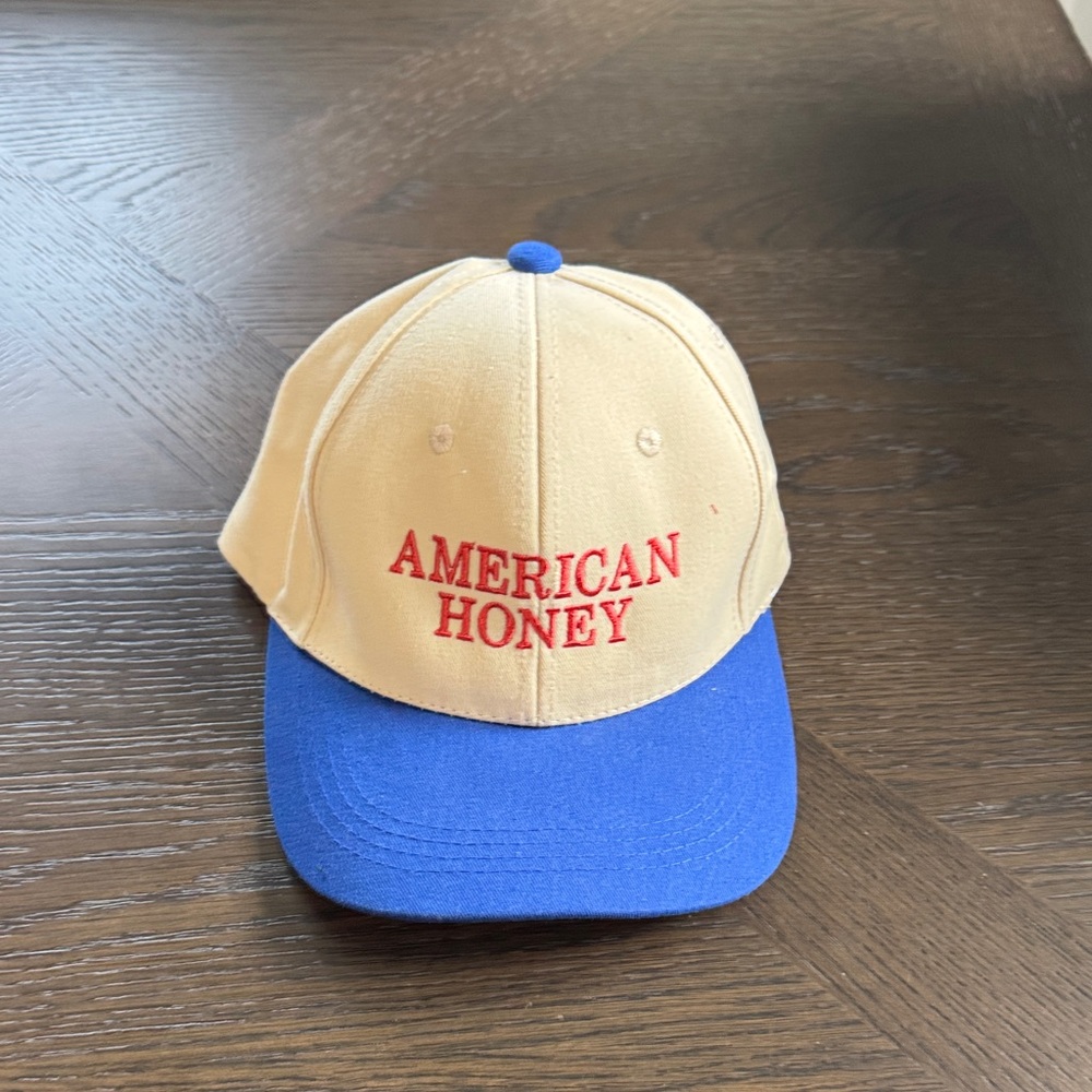 Two-Tone Beige and Blue Baseball Cap